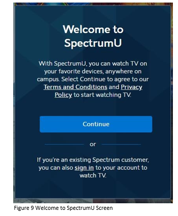 Welcome to SpectrumU screen 